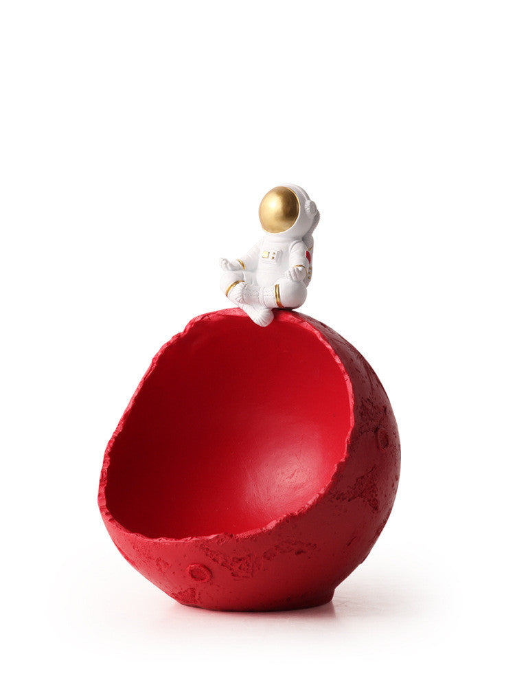 Handcrafted astronaut resin storage box key holder organizer - front view